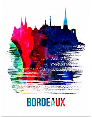 Bordeaux Skyline Brush Stroke Watercolor
