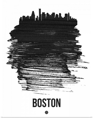 Boston Skyline Brush Stroke Black