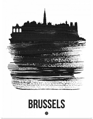 Brussels Skyline Brush Stroke Black