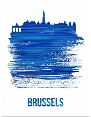 Brussels Skyline Brush Stroke Blue