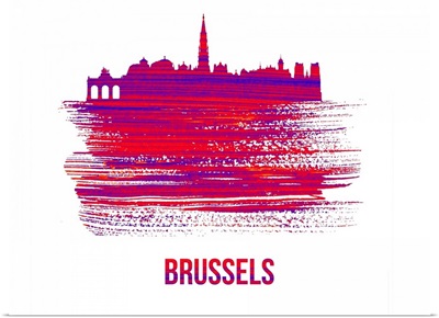Brussels Skyline Brush Stroke Red