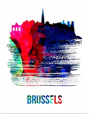 Brussels Skyline Brush Stroke Watercolor