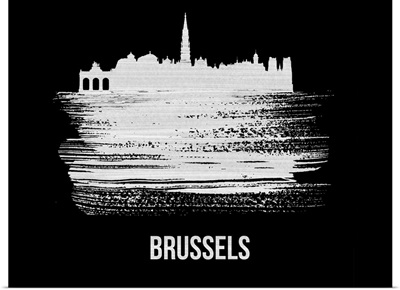 Brussels Skyline Brush Stroke White