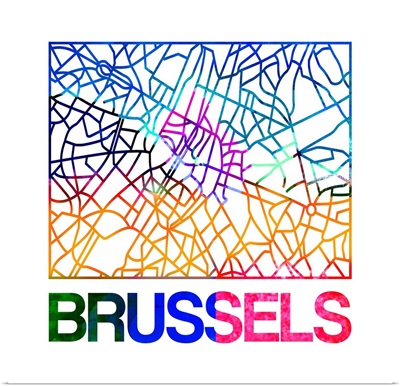 Brussels Watercolor Street Map