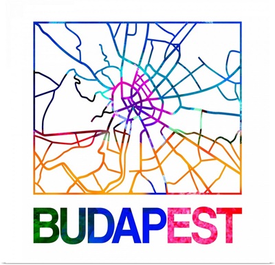 Budapest Watercolor Street Map