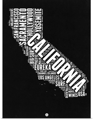 California Black and White Map