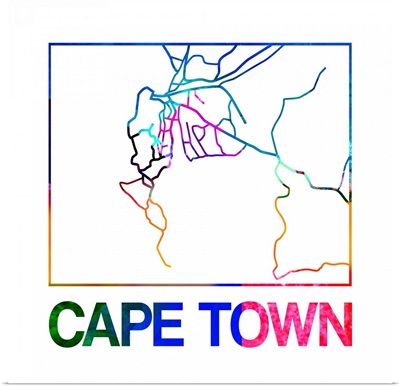 Cape Town Watercolor Street Map