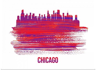 Chicago Skyline Brush Stroke Red