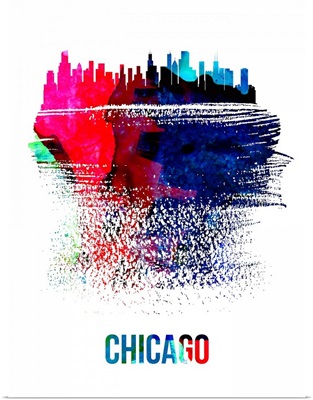 Chicago Skyline Brush Stroke Watercolor