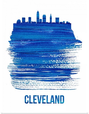 Cleveland Skyline Brush Stroke Blue