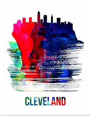 Cleveland Skyline Brush Stroke Watercolor