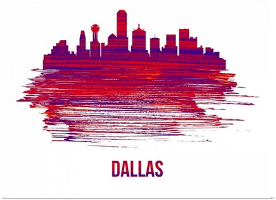 Dallas Skyline Brush Stroke Red
