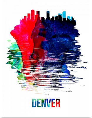 Denver Skyline Brush Stroke Watercolor