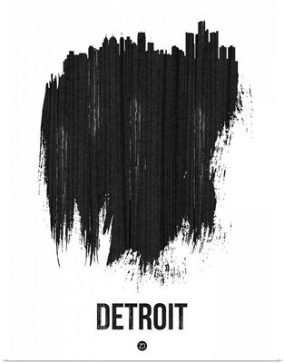 Detroit Skyline Brush Stroke Black