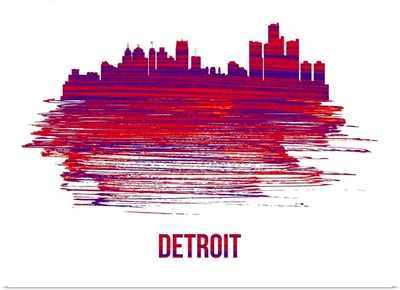 Detroit Skyline Brush Stroke Red