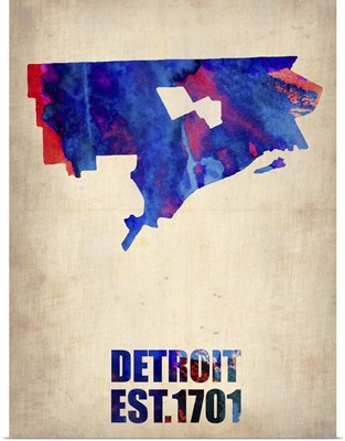Detroit Watercolor Map