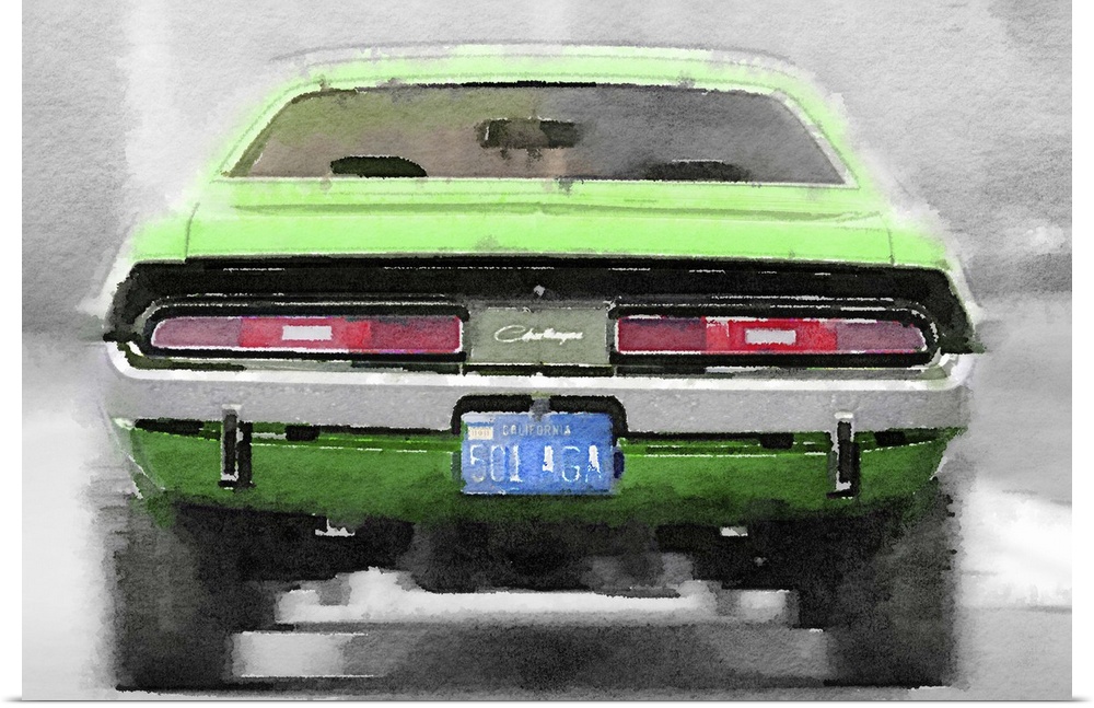 Dodge Challenger Rear Watercolor