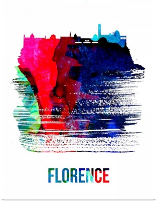 Florence Skyline Brush Stroke Watercolor