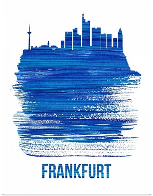 Frankfurt Skyline Brush Stroke Blue