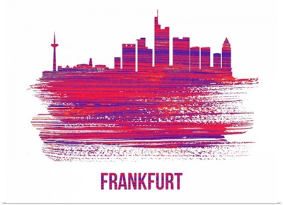 Frankfurt Skyline Brush Stroke Red