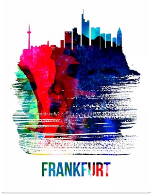 Frankfurt Skyline Brush Stroke Watercolor