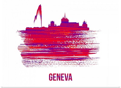 Geneva Skyline Brush Stroke Red
