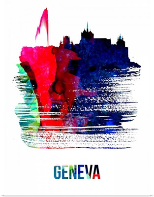 Geneva Skyline Brush Stroke Watercolor