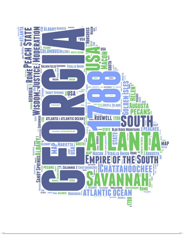 Typography art map of the US state Georgia.