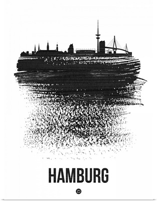 Hamburg Skyline Brush Stroke Black