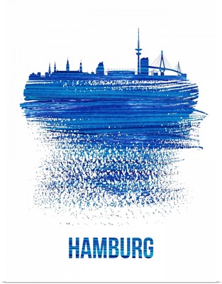 Hamburg Skyline Brush Stroke Blue