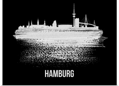 Hamburg Skyline Brush Stroke White