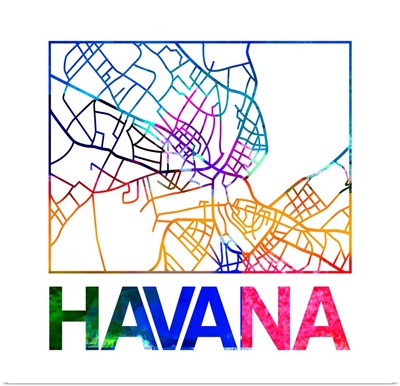 Havana Watercolor Street Map