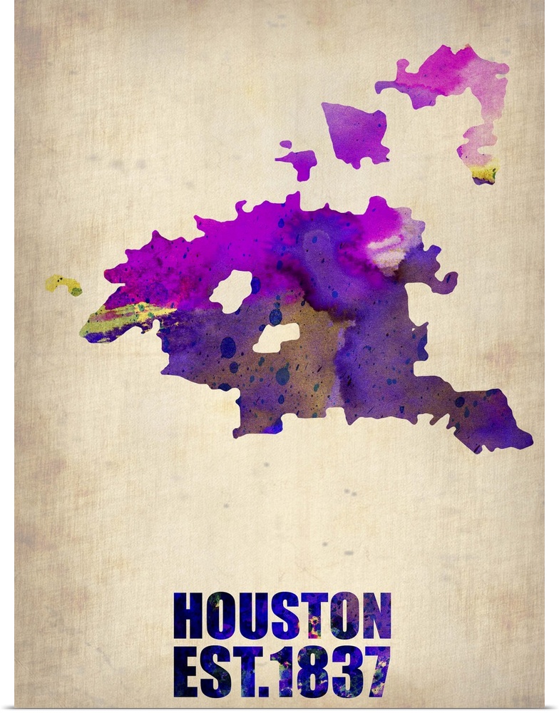 Houston Watercolor Map