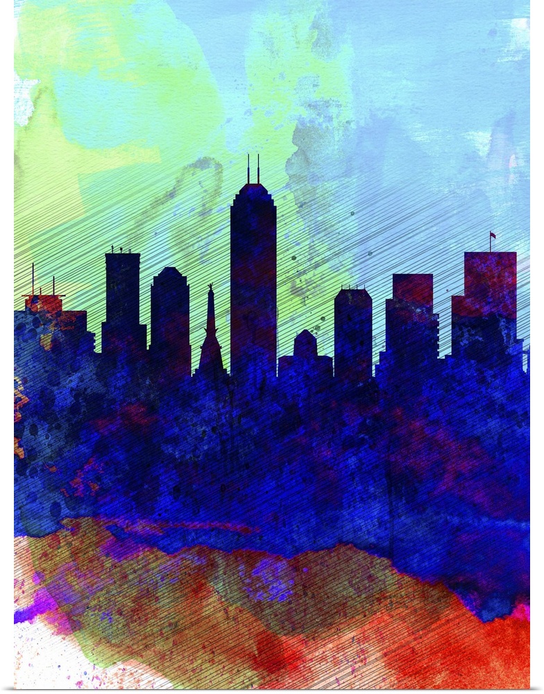 Indianapolis Watercolor Skyline
