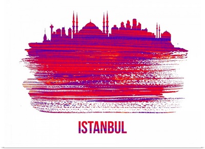 Istanbul Skyline Brush Stroke Red