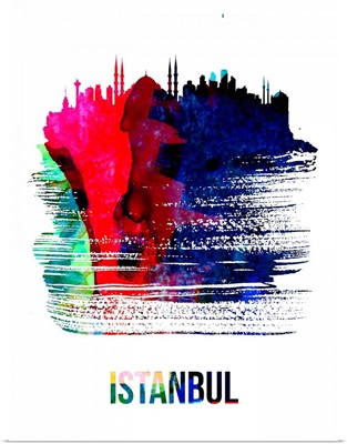 Istanbul Skyline Brush Stroke Watercolor