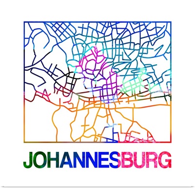 Johannesburg Watercolor Street Map