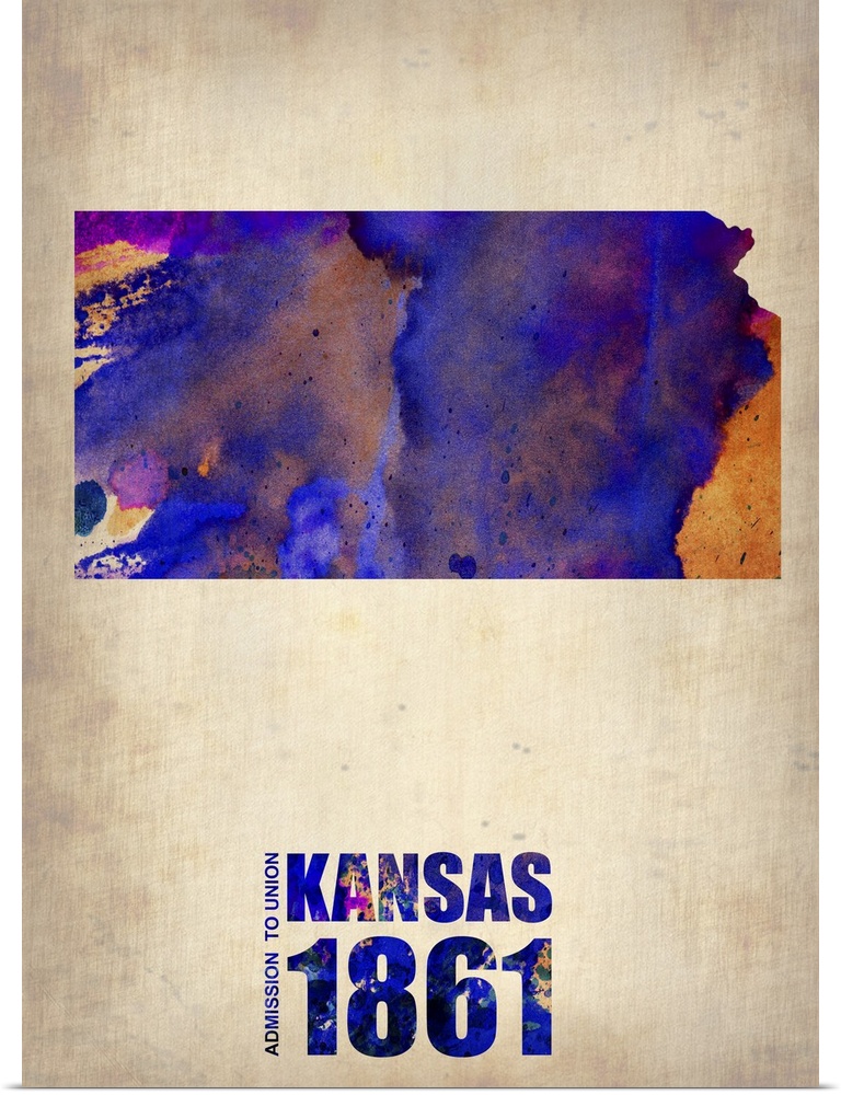 Kansas Watercolor Map
