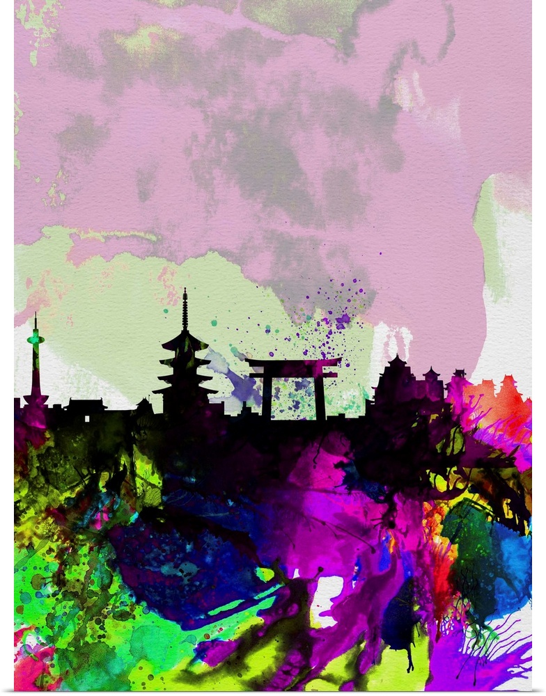 Kyoto Watercolor Skyline
