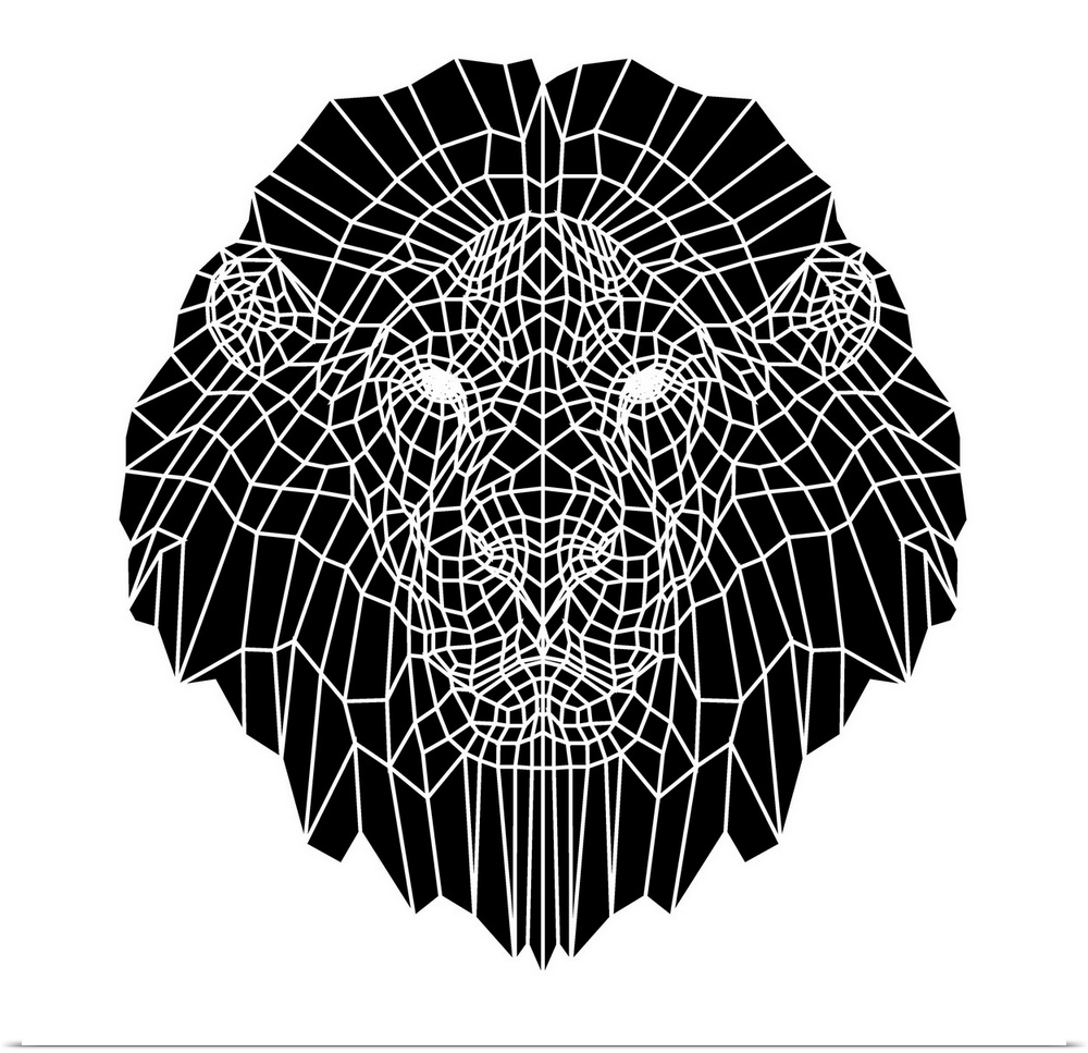 Lion head made up of a polygon mesh.