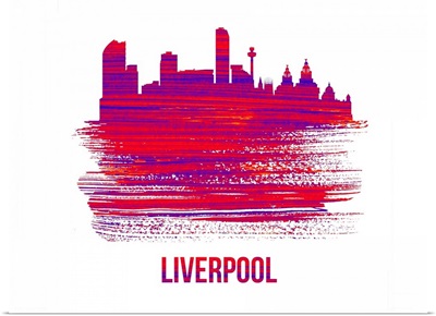 Liverpool Skyline Brush Stroke Red