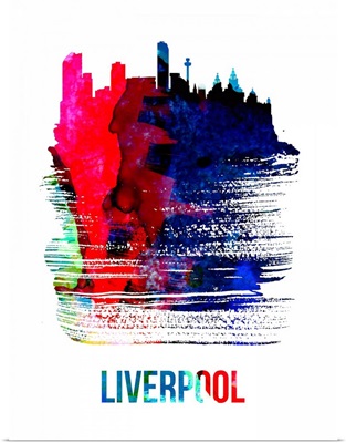 Liverpool Skyline Brush Stroke Watercolor