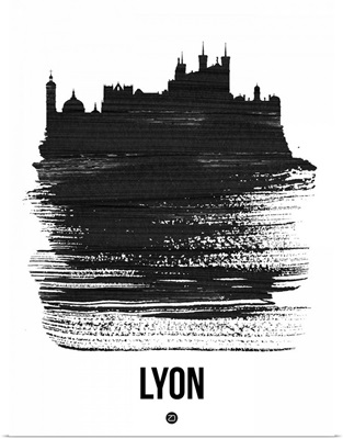 Lyon Skyline Brush Stroke Black