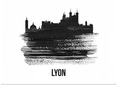 Lyon Skyline Brush Stroke Black II
