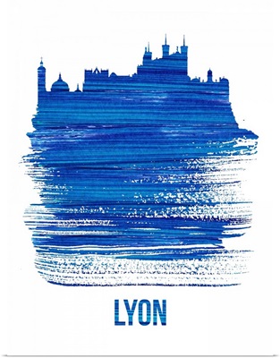 Lyon Skyline Brush Stroke Blue