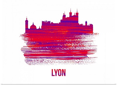 Lyon Skyline Brush Stroke Red