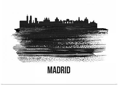 Madrid Skyline Brush Stroke Black II
