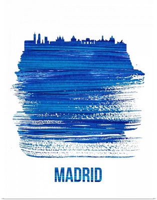 Madrid Skyline Brush Stroke Blue