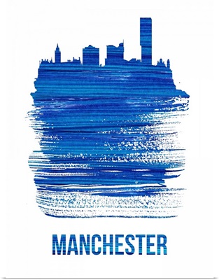 Manchester Skyline Brush Stroke Blue