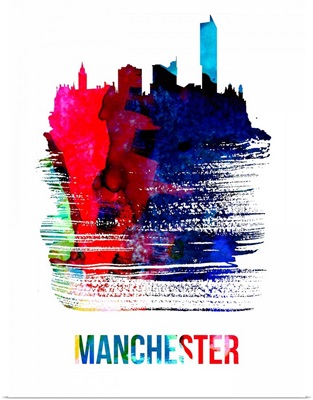 Manchester Skyline Brush Stroke Watercolor